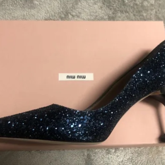 Brand New Miu Miu Glitter High Heels embellished with crystals on the back - Picture 3 of 4